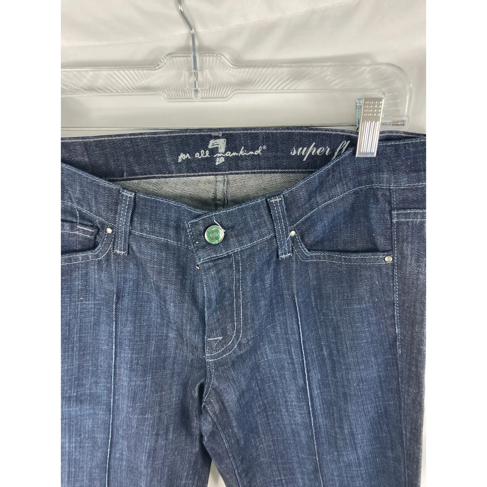 7 for All Mankind Super Flare Dark Wash Jeans Size 28 - Image 4