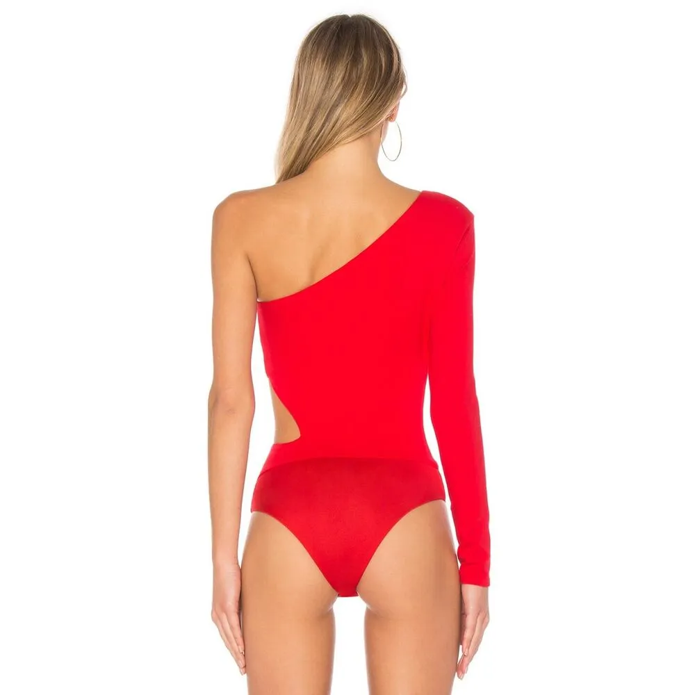 Revolve H:ours Karly Red One Shoulder Cut Out Bodysuit - Image 3
