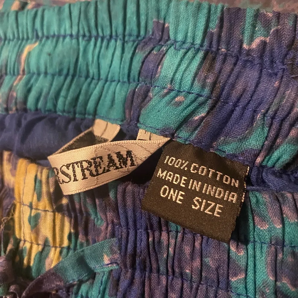 Vintage Boho 90s Silver Stream Blue & Purple Watercolor Print Maxi Skirt - Image 7