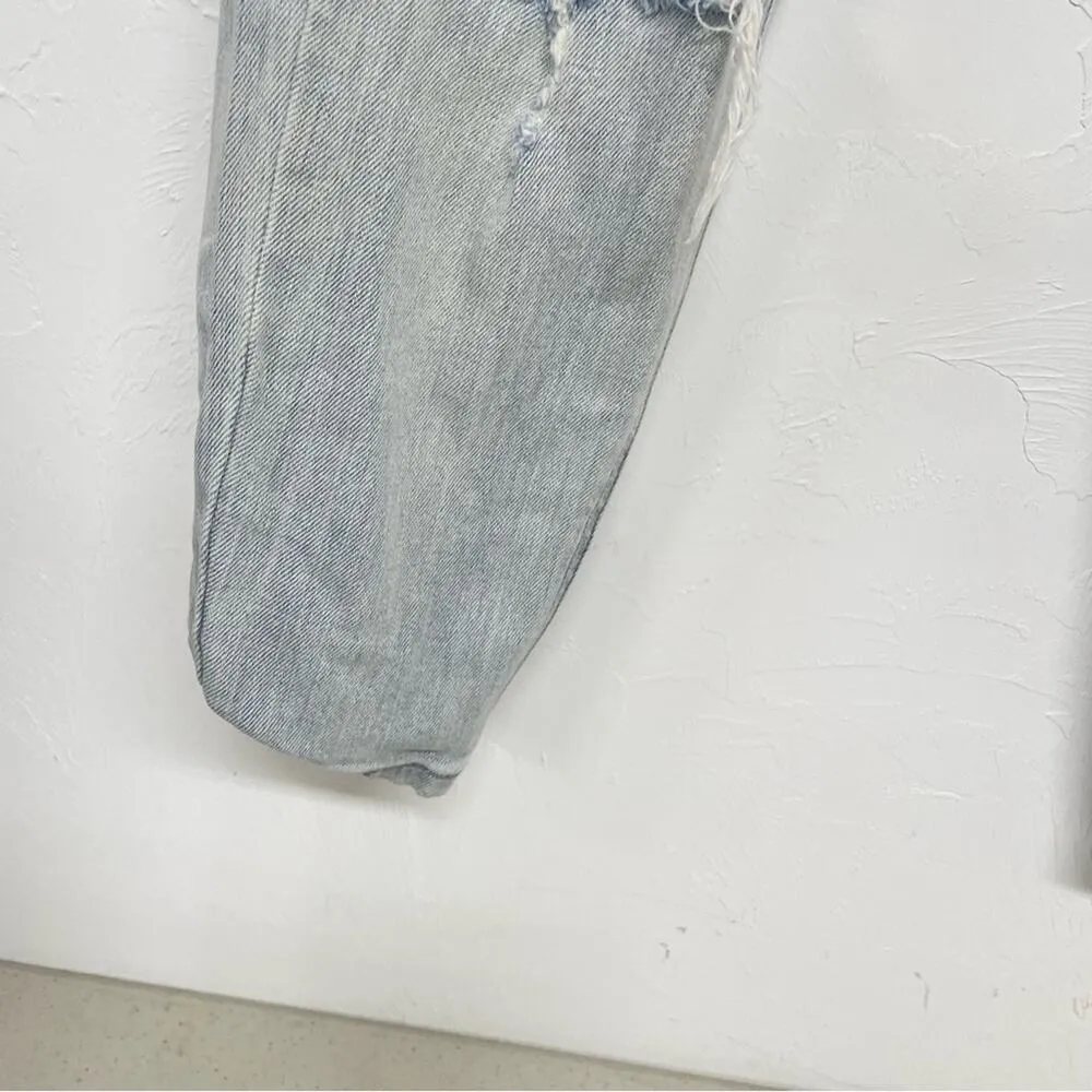 Wild Fable Light Wash Heavily Distressed Mom Jeans Womens 00 Blue Denim Zip - Image 8