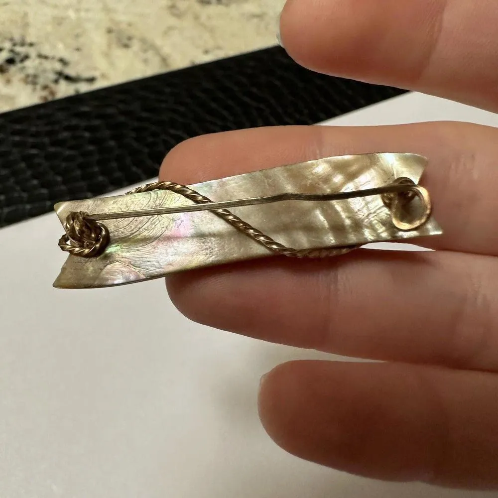 Mother Gold Tone & Abalone Shell Brooch Pin For Your Mother On Mother’s Day - Image 4