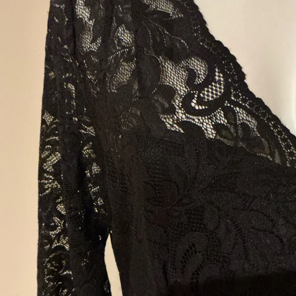 MISSMAY Mother Of The Bride Black Lace Long Side Slit Evening Gown Dress Sz XL - Image 8