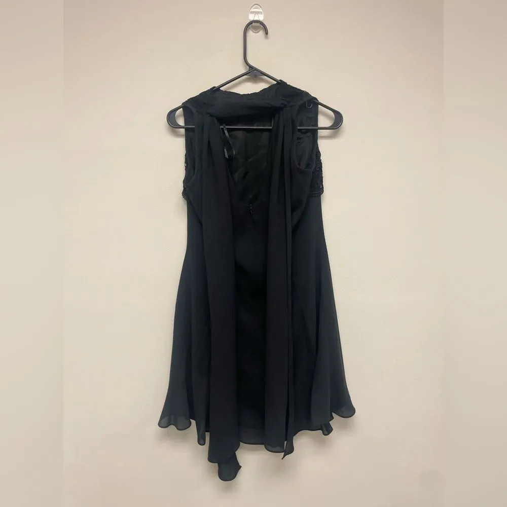 Scott McClintock Black Embroidered Faux Scarf Mother of the Bride Dress SZ 10 - Image 8