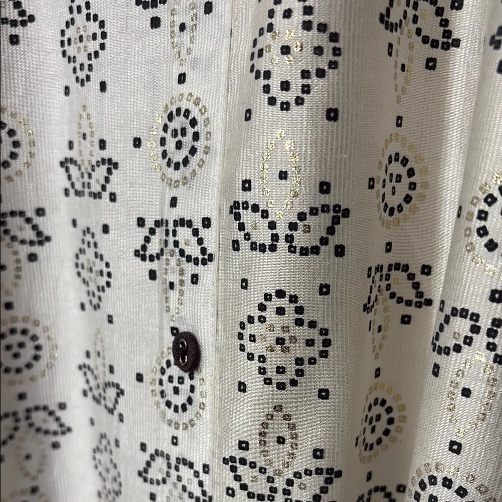 TWARA Chic Patterned Ivory Long Sleeve Dress,whit one pocket,size M Gold Size M - Image 7