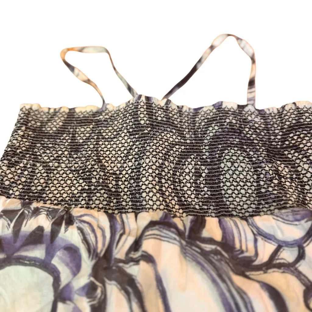 Esprit Y2K Pastel Green & Blue Smocked Floral Sundress Size US 8 Cotton Lined - Image 6