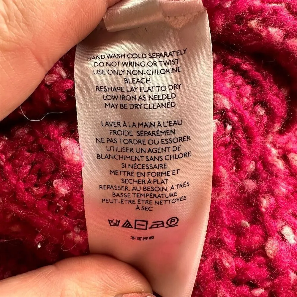 Maeve Anthropologie Women's M Pink Fuzzy Cable Knit Pullover Sweater Oversized - Image 6