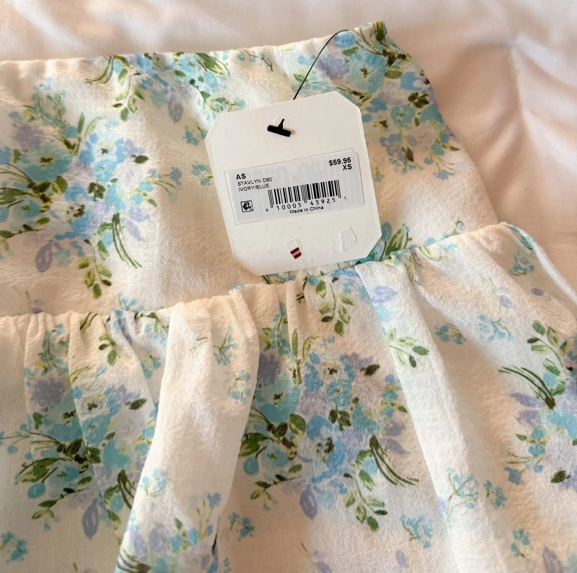 Altar’d State Ivory/Blue Stavlyn Floral Ruffle Skirt Size XS - Image 3