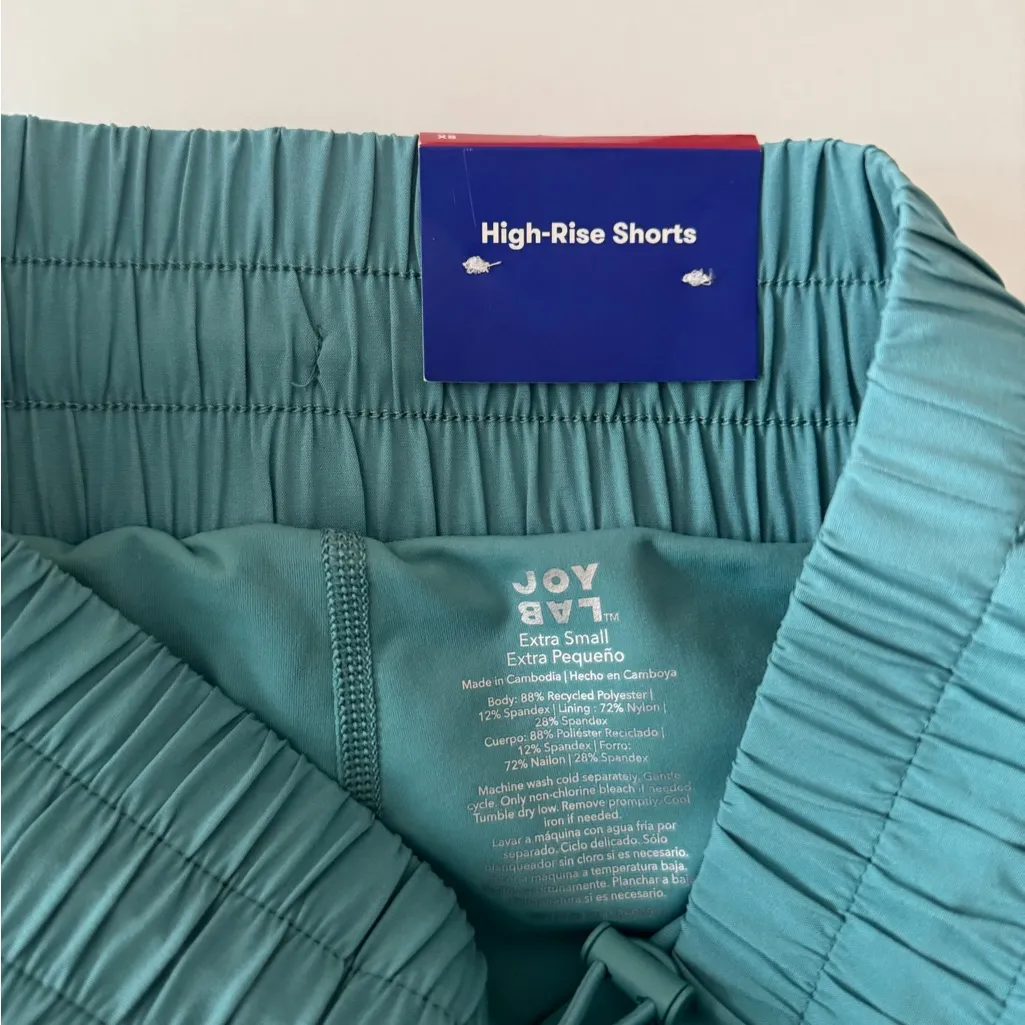 JoyLab Women’s Double Layer High Rise Athletic Shorts NWT Size XS Teal Green - Image 4