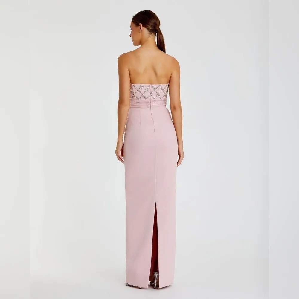 MAC DUGGAL 2294 Strapless Crepe Embellished Bustier Gown With Bow - Image 6