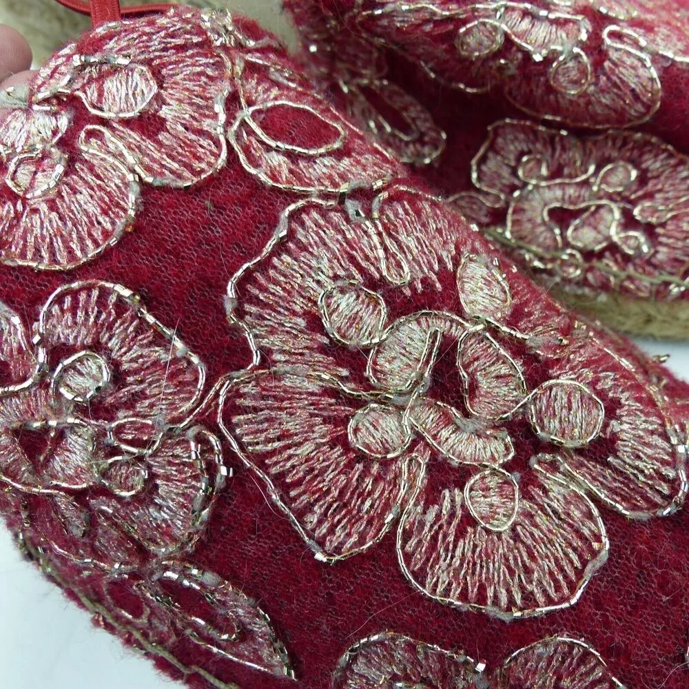 Toni Pons Wedge Espadrilles Sandal Women 42, 11 Red Embroidered Floral Wool Boho - Image 11