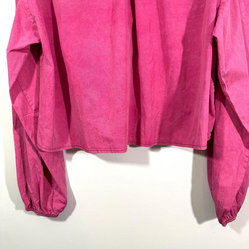 POL  Pink Cropped Button Down Shirt - Image 9