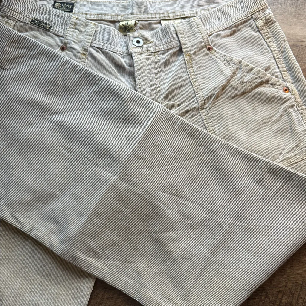 Lucky Brand Womens Beige Corduroy Low Rise Y2K Pants 12 31 Straight Leg Cargo - Image 5