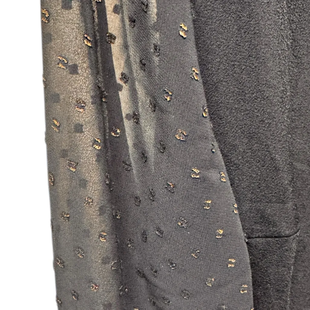 Adrianna Papell Black Blouse 1X NWT Sheer Sleeves Metallic Gold Polka Dots - Image 10