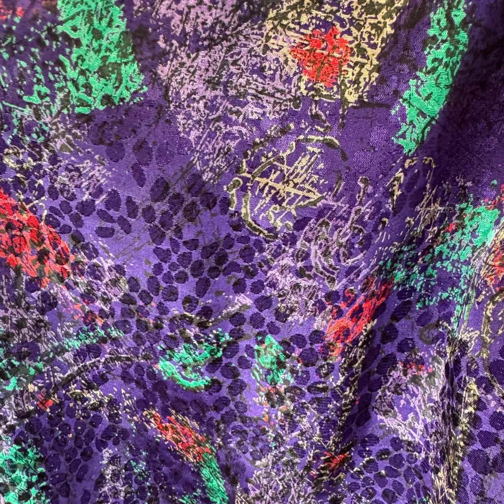 Vintage Abstract High Neck Blouse Jewel Tone Academia Size 14‎ Purple - Image 5