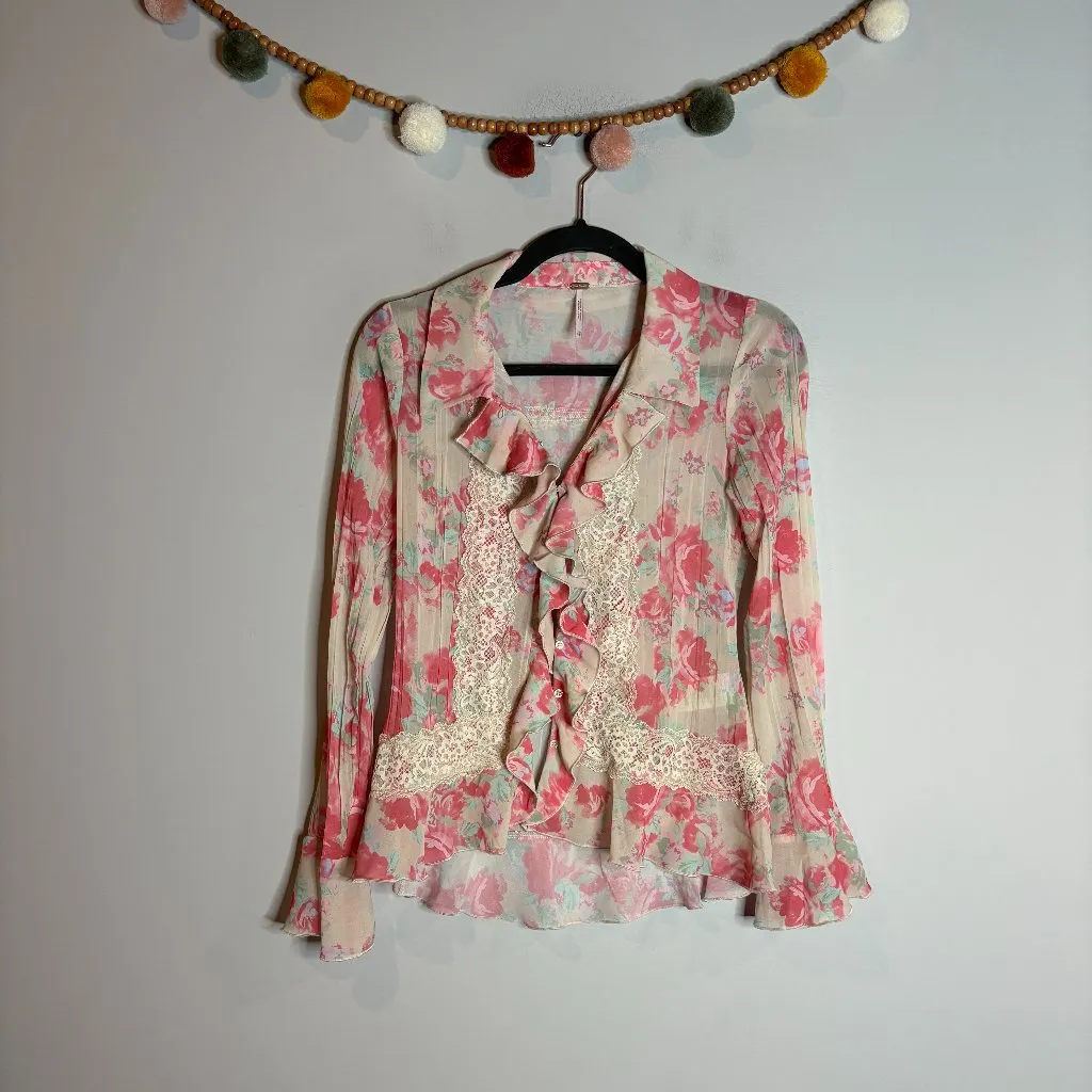 Free People floral lacy Bad At Love Blouse - Image 2
