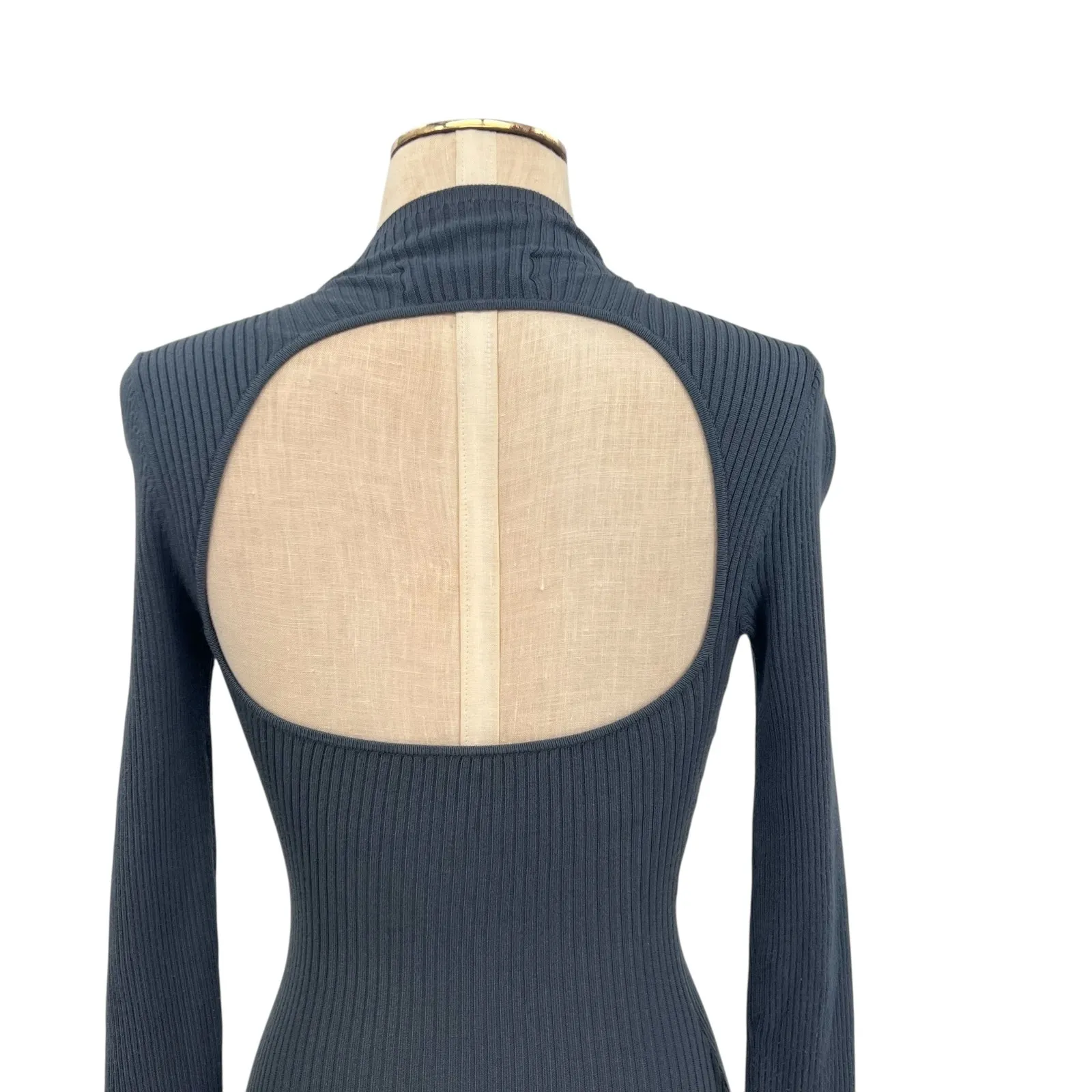 Aritzia Babaton Compose Dress Knit Sweater Cut Out Long Sleeve Gray Size 2XS - Image 8