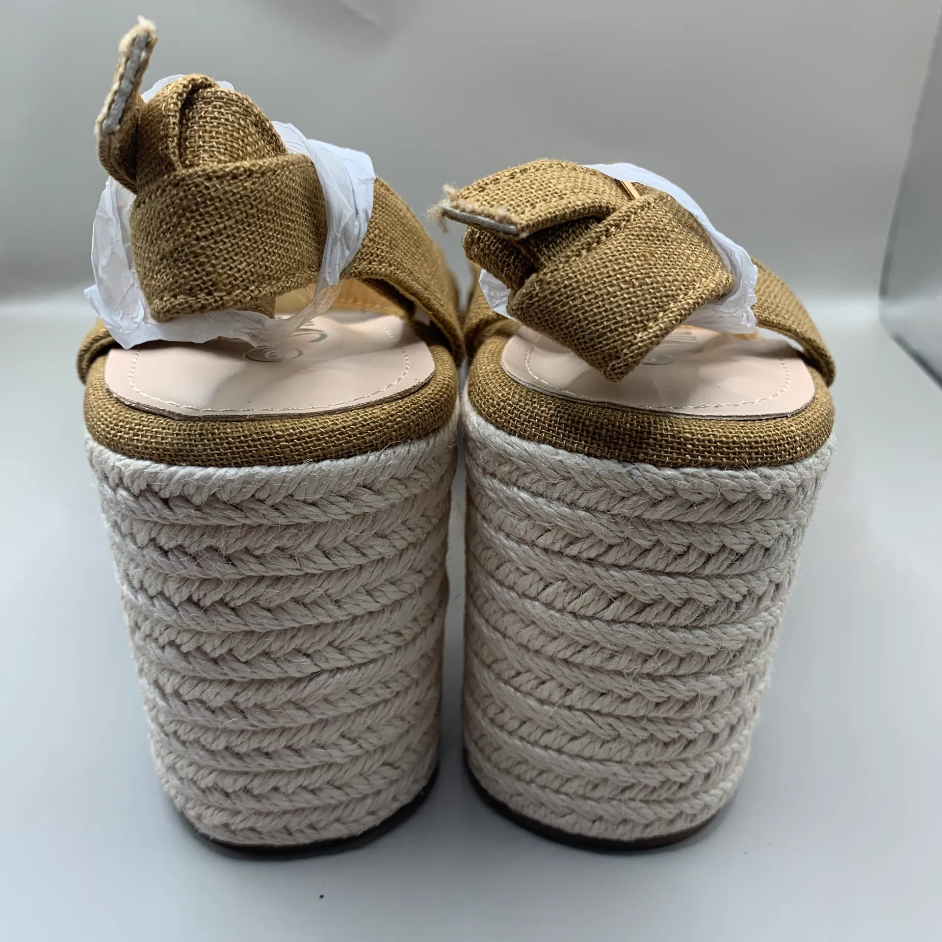 Women Knot Decor Chunky PLatform Ankle Strap Wedge Sandals 9 - Image 5