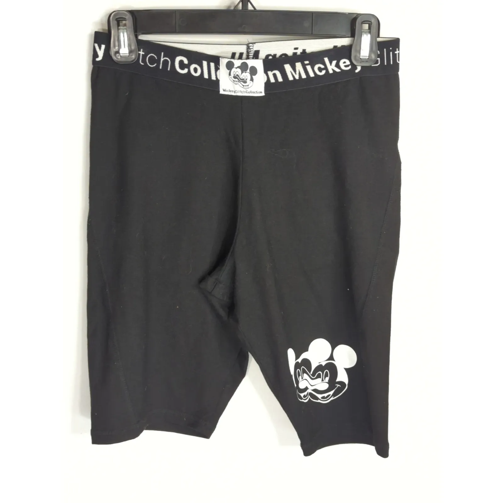 Zara Mickey Glitch Collection Black & White Biker Shorts Women's Large Atheisure - Image 2