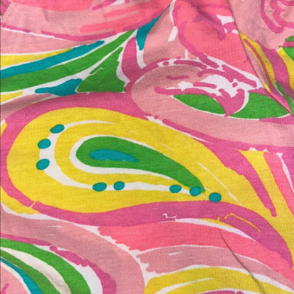 Lilly Pulitzer Michele V Neck Swirls Flamingo Top | Large - Image 8