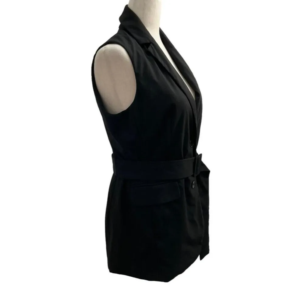 New York & Company Stretch Women Size 4 Black Blazer Vest Top H1-499P - Image 3