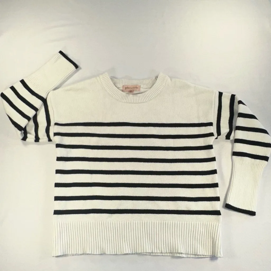 Philosophy • Republic Clothing Women’s Striped Sweater White Black Size S Knit - Image 5