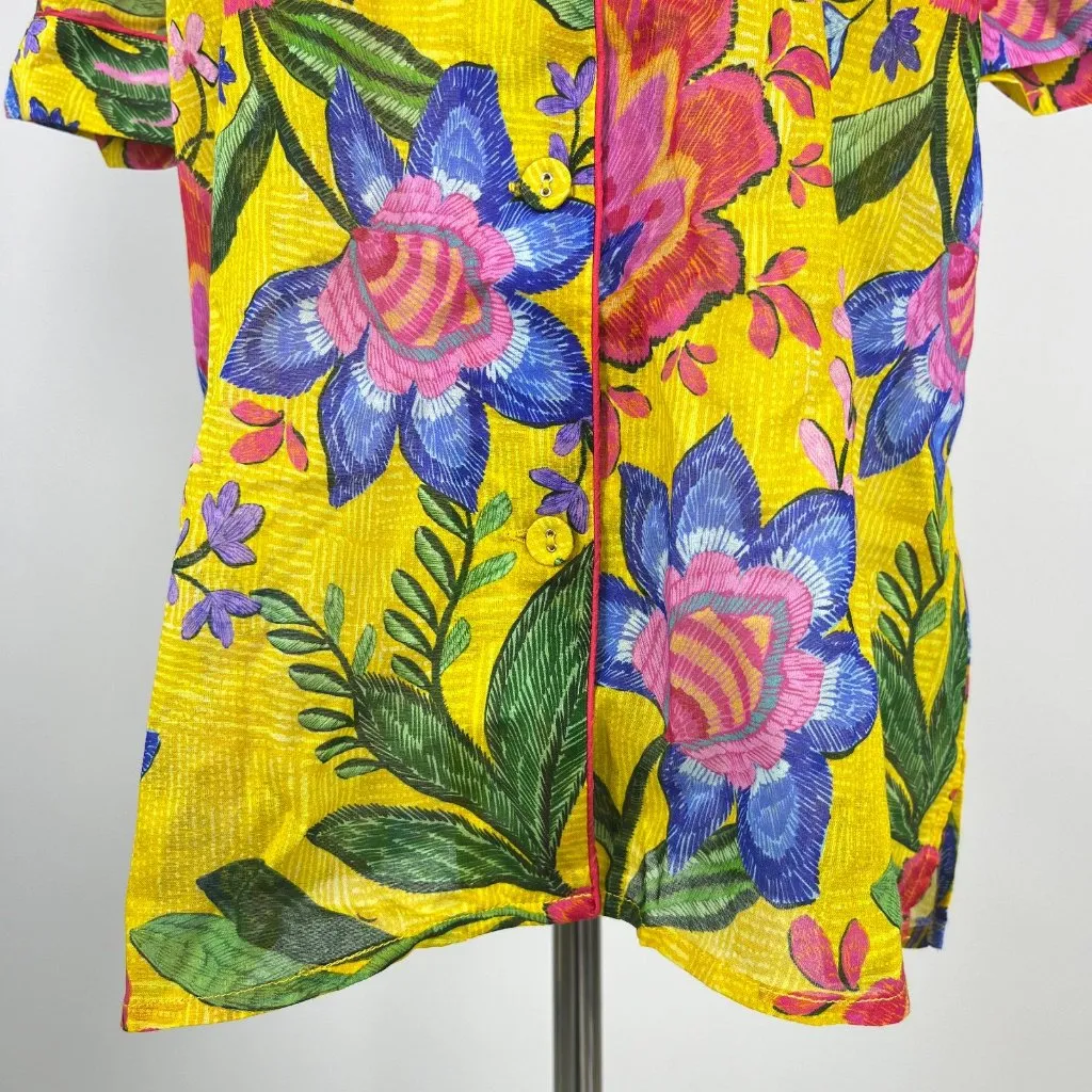 NWOT Johnny Was Cotton Short Sleeves Floral Pajama Top Womens Shirt Only Size S - Image 4