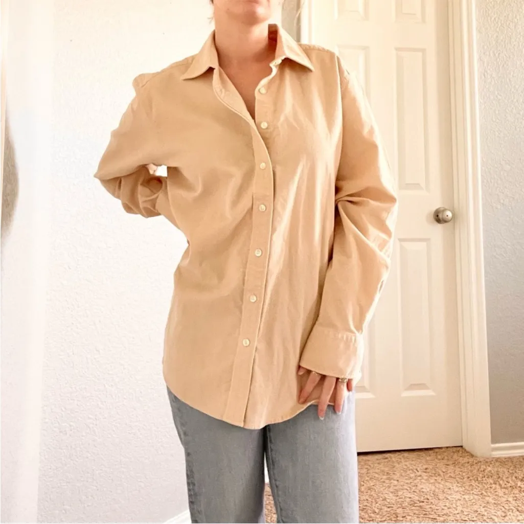 Lands End Light Tan Corduroy Button Down Top - Image 4