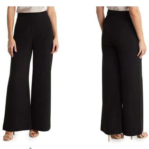 T TAHARI Women's Black Ponte Wide Leg Soft Pants Sz 4 - Image 2