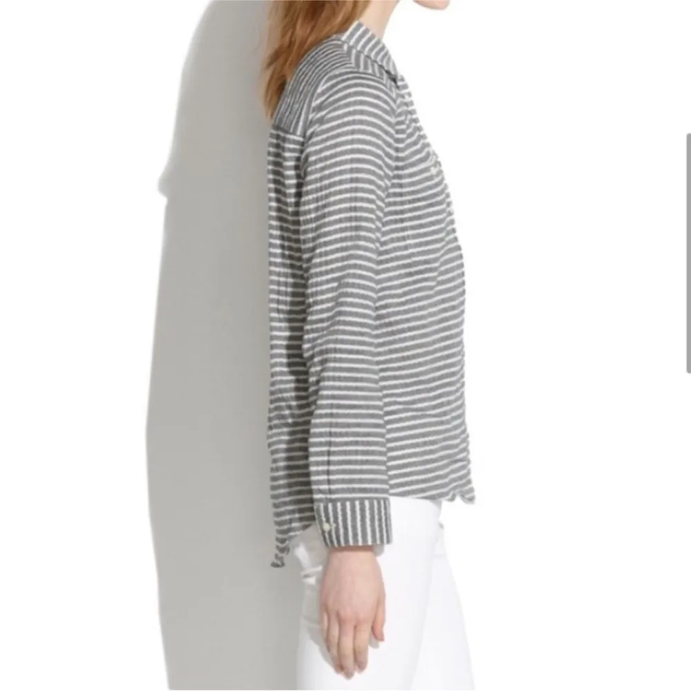 MADEWELL BELOVED PULLOVER SLIP IT ON GREY WHITE STRIPED LONG SLEEVE SHIRT XS - Image 2