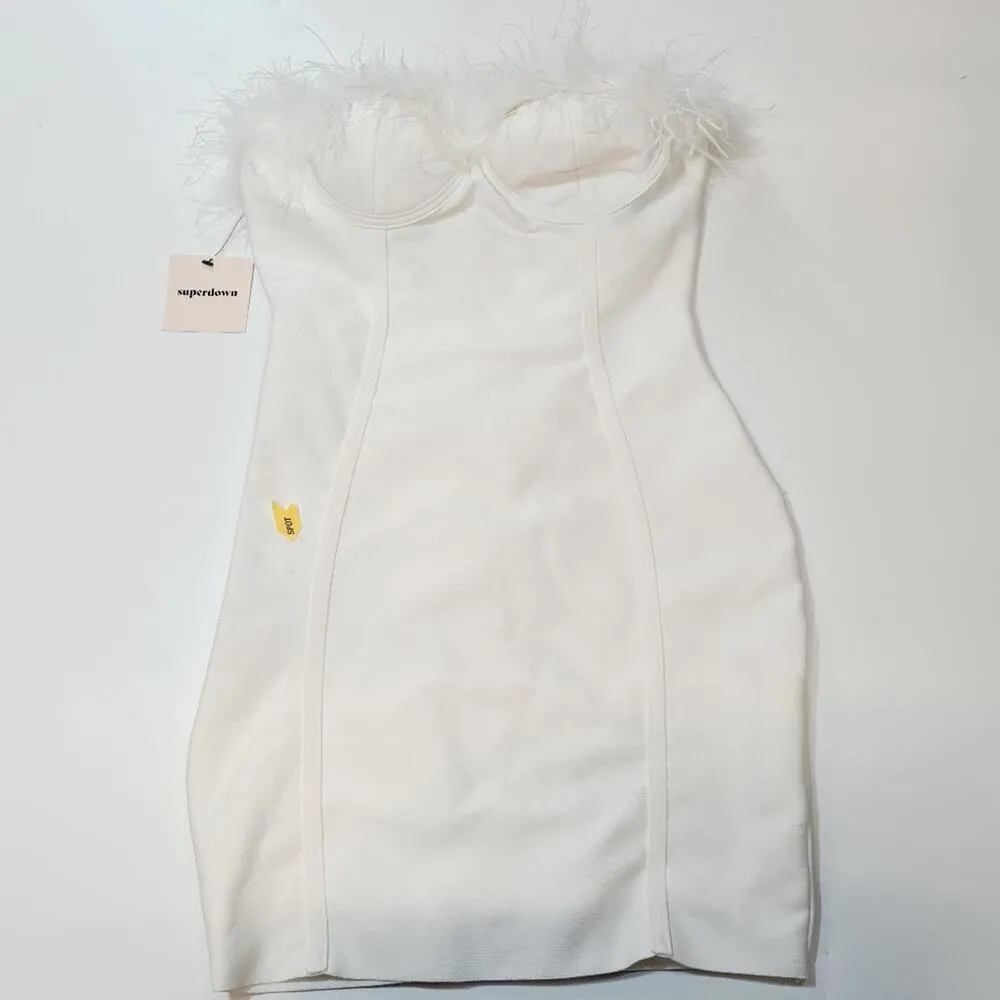 Superdown Ramona Bustier Dress in White Small - Image 3