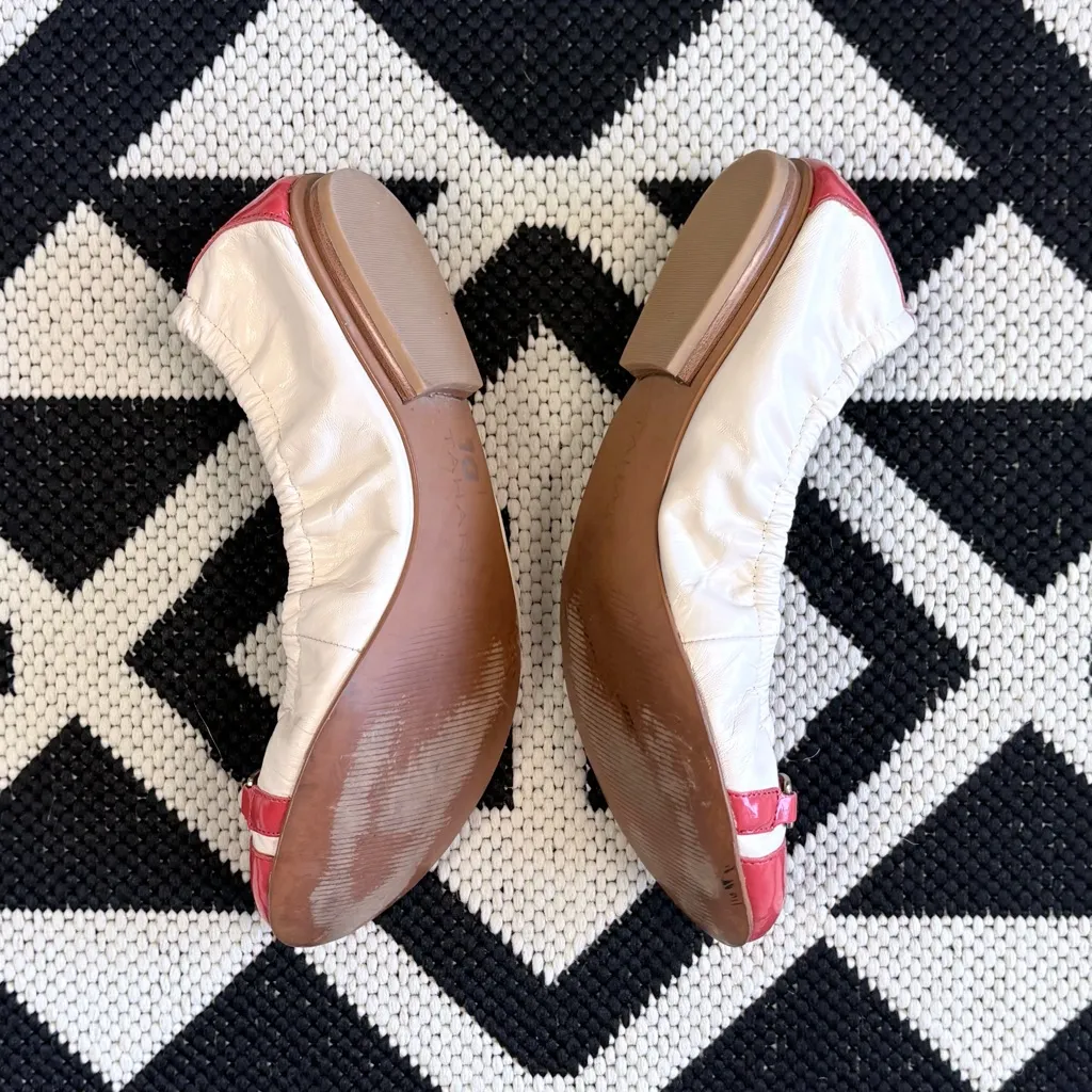 Tahari Veronica Ballet Flats in Ivory Coral Sea Size 7.5 - Image 4