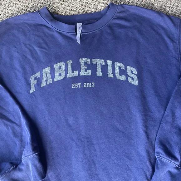 RARE! Fabletics Rhea Oversized Crew WITH Notch at Neck Deep Cobalt - Image 2