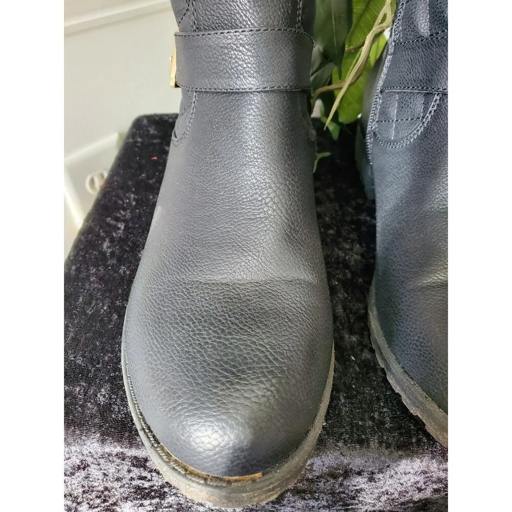 ShoeLand Women's Black Faux Leather Upper Round Toe Knee High Casual Boots 10 - Image 4