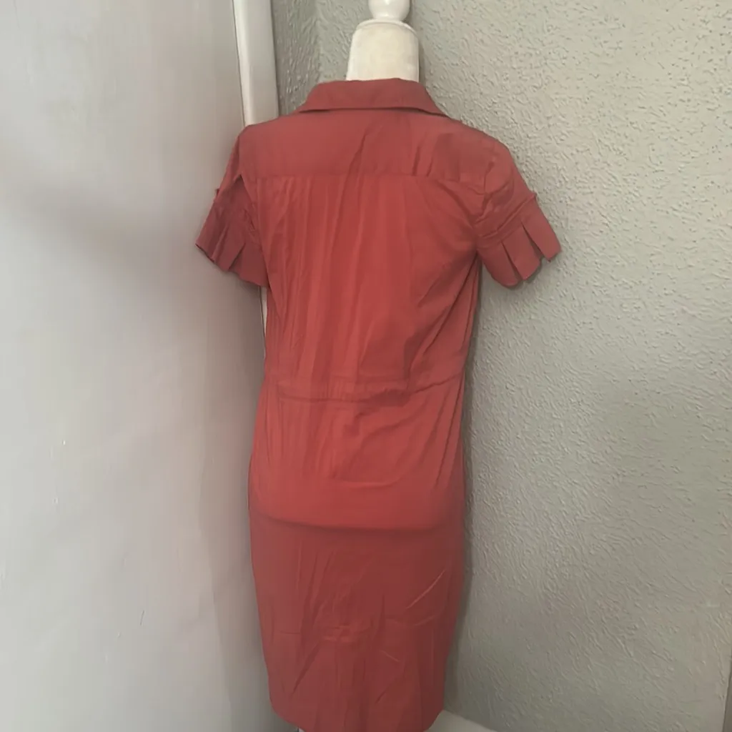 BCBGMaxAzria Flutter Sleeve Cottage Core Shirt Dress 2 Midi Minimalist Tradwife - Image 2