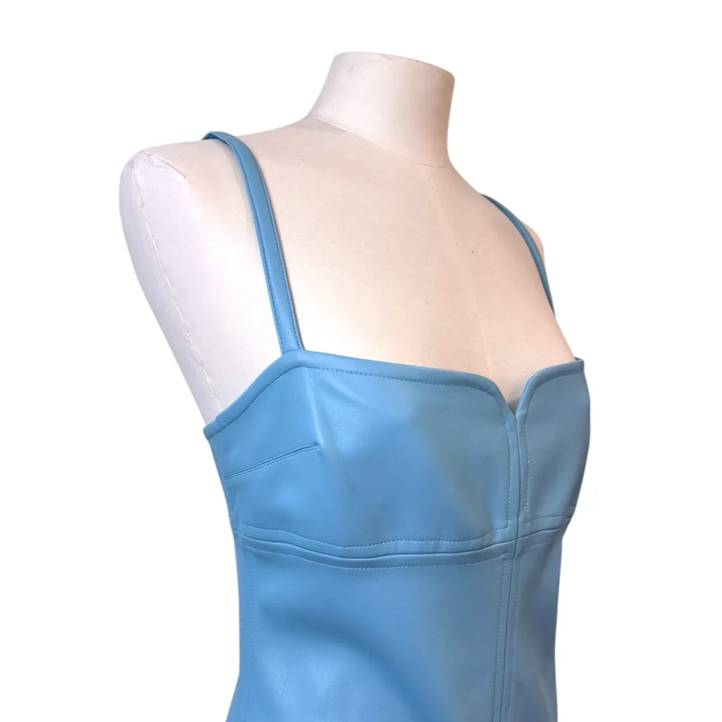 ALEXIS Camellia Blue Faux Leather Midi Dress size M - Image 12