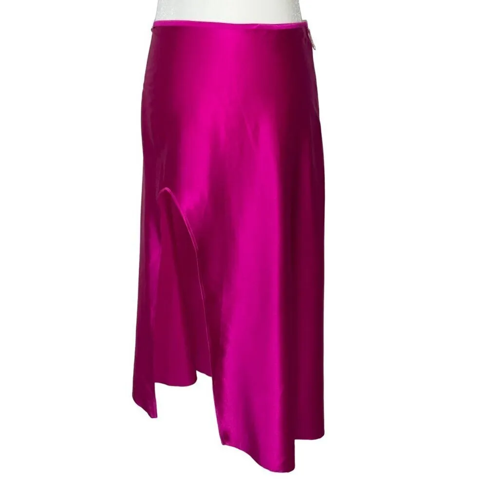 Nue Studio Laetitia Skirt in Fuchsia Pink Small New Womens Satin Midi - Image 7
