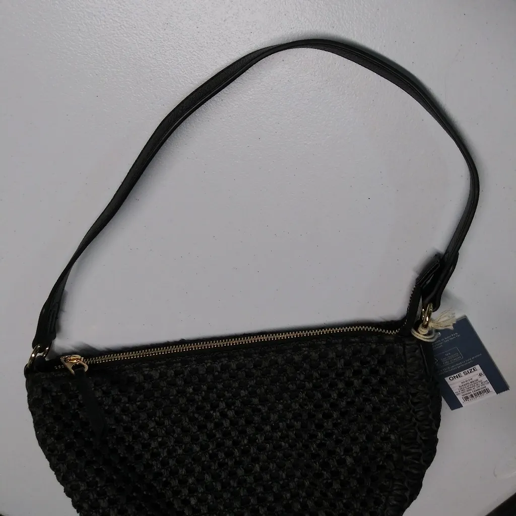 Universal Thread Woven Straw Half Moon Black Shoulder Bag - Image 4
