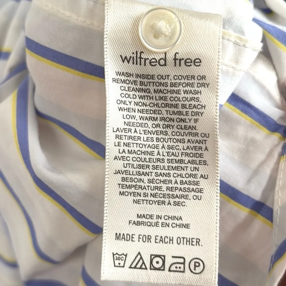 EUC Aritzia Wilfred Free Sail Cotton Oversize Button Down Top White Blue Small - Image 8