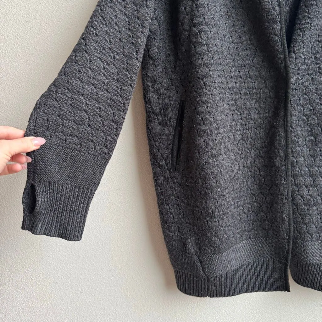 Lululemon Cardi All Day Chunky 100% Merino Wool Oversized Gray Cardigan Size M/L - Image 2