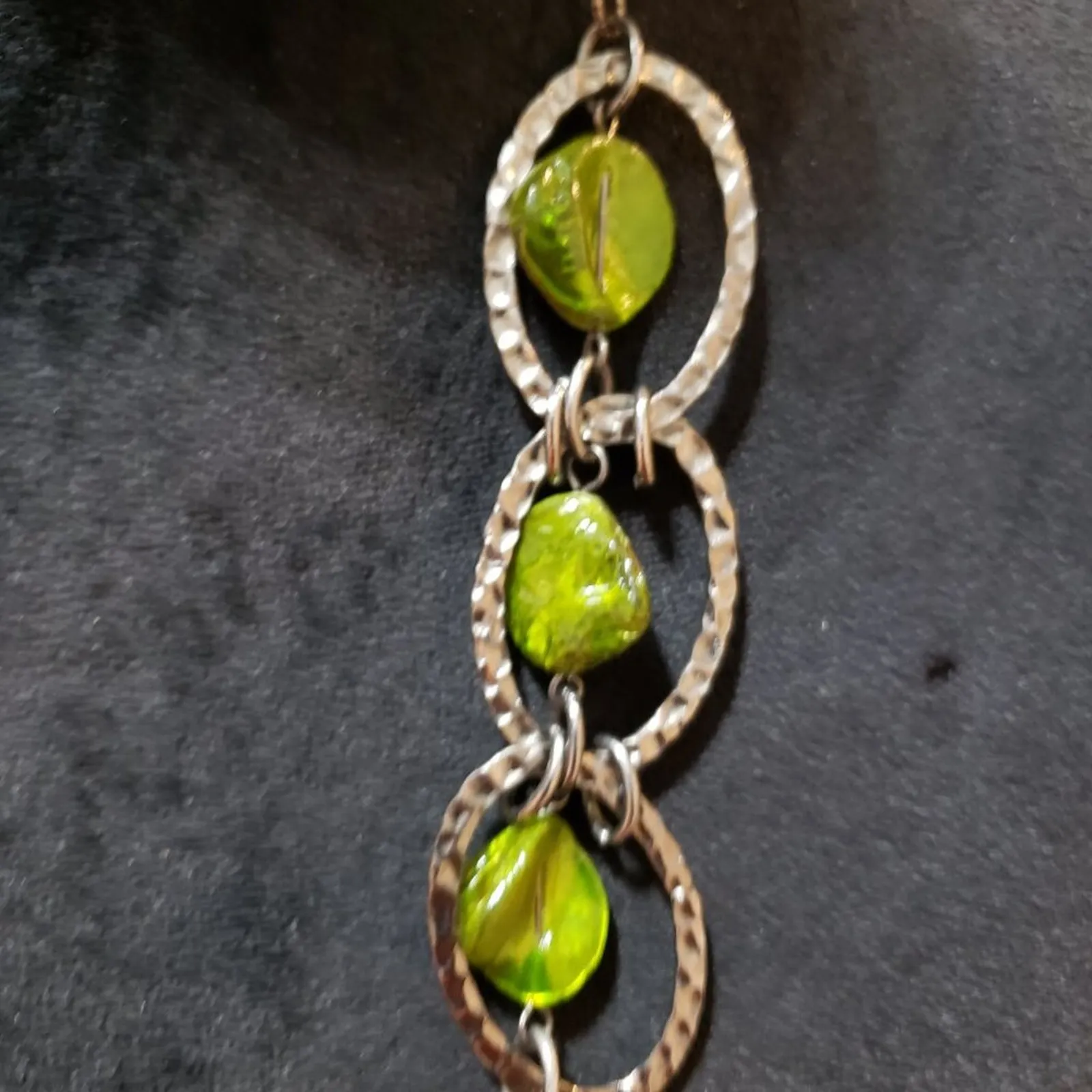 Women Silver Tone Agate Moonstone Silver Balls Long Necklace w/ Lobster - Image 4