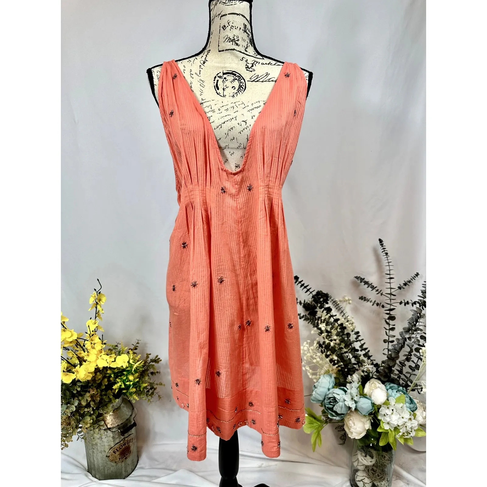 Free People Crushin On You Cotton Beaded Striped Dress - Image 2