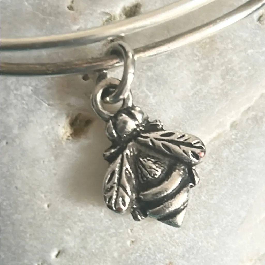 Alex and Ani Bumblebee Silver Tone Bangle Charm Bracelet Expandable - Image 2