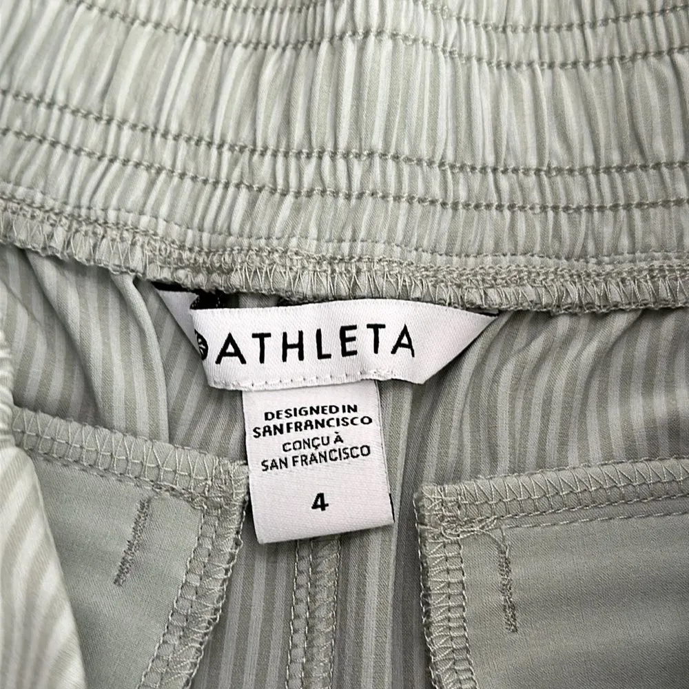 Athleta 27" Brooklyn Textured Green Pinstripe High Rise Jogger Ankle Pants‎ Sz 4 - Image 10