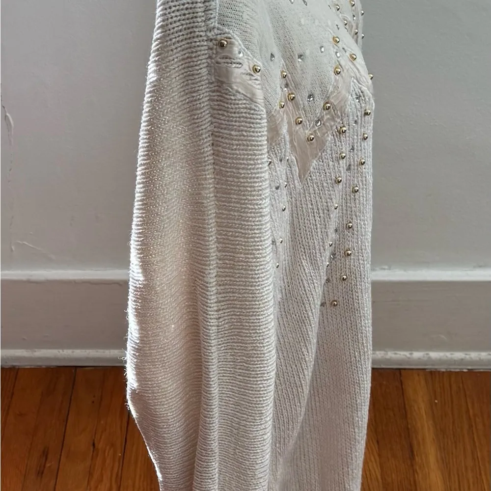 Vintage Ada Tuchbant Cream Sweater with Embellishments, size L cottagecore boho Size L - Image 10