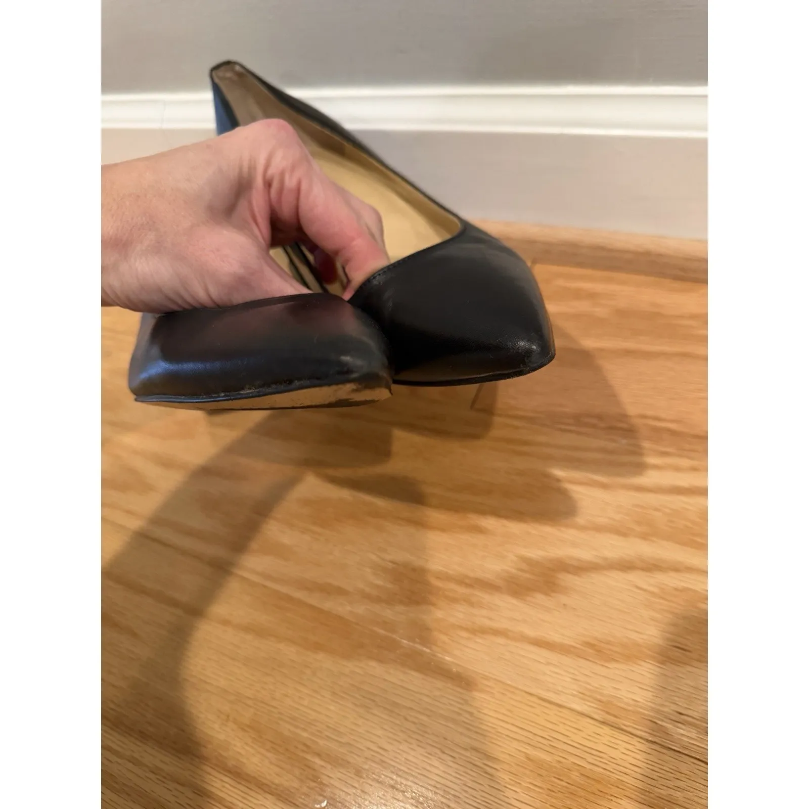 Ivanka Trump Black Chunky Heel Pumps Leather Sz 9.5 - Image 5