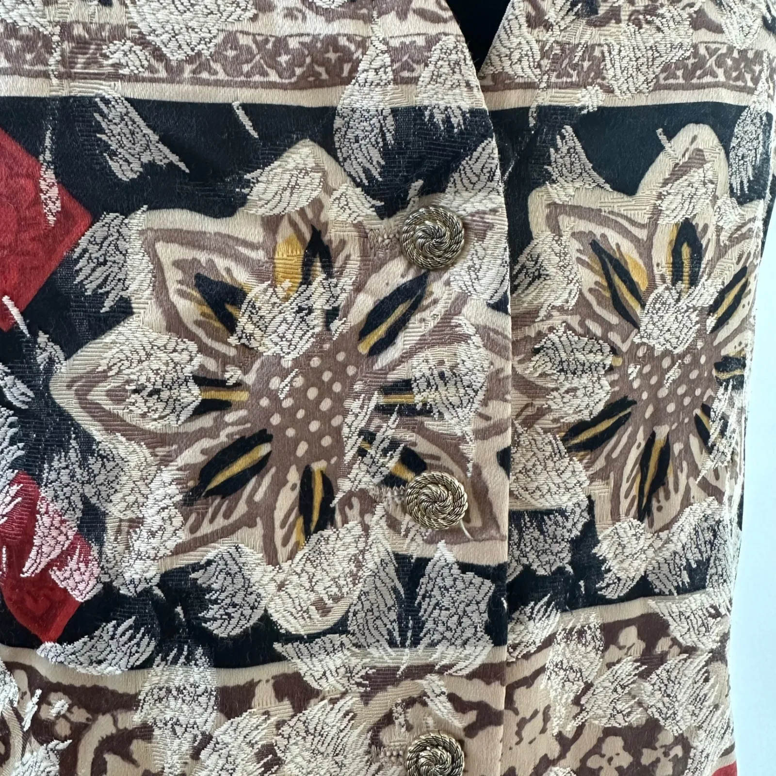 Anxiety Vintage Floral Tapestry‎ Vest Sleeveless Top Medium M Boho Western Tan - Image 8