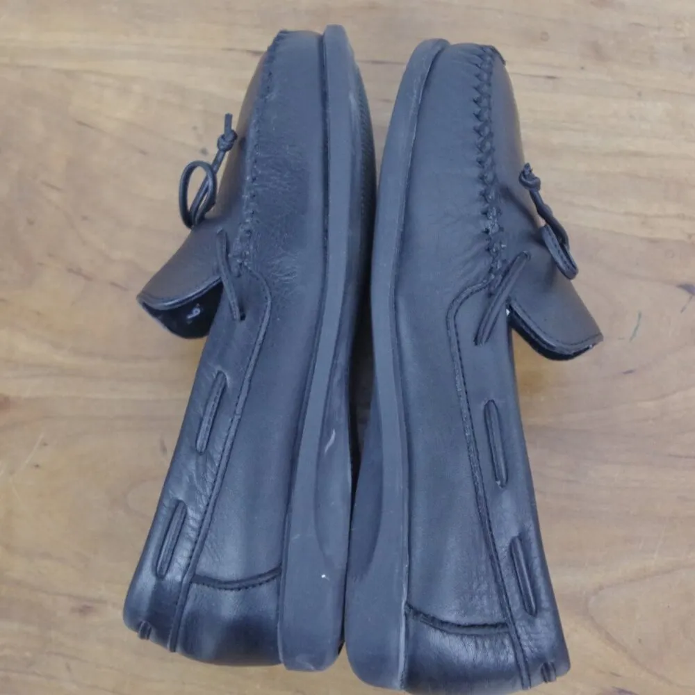 Ladies' Black Leather Moccasin Flats Size 6 - Image 5