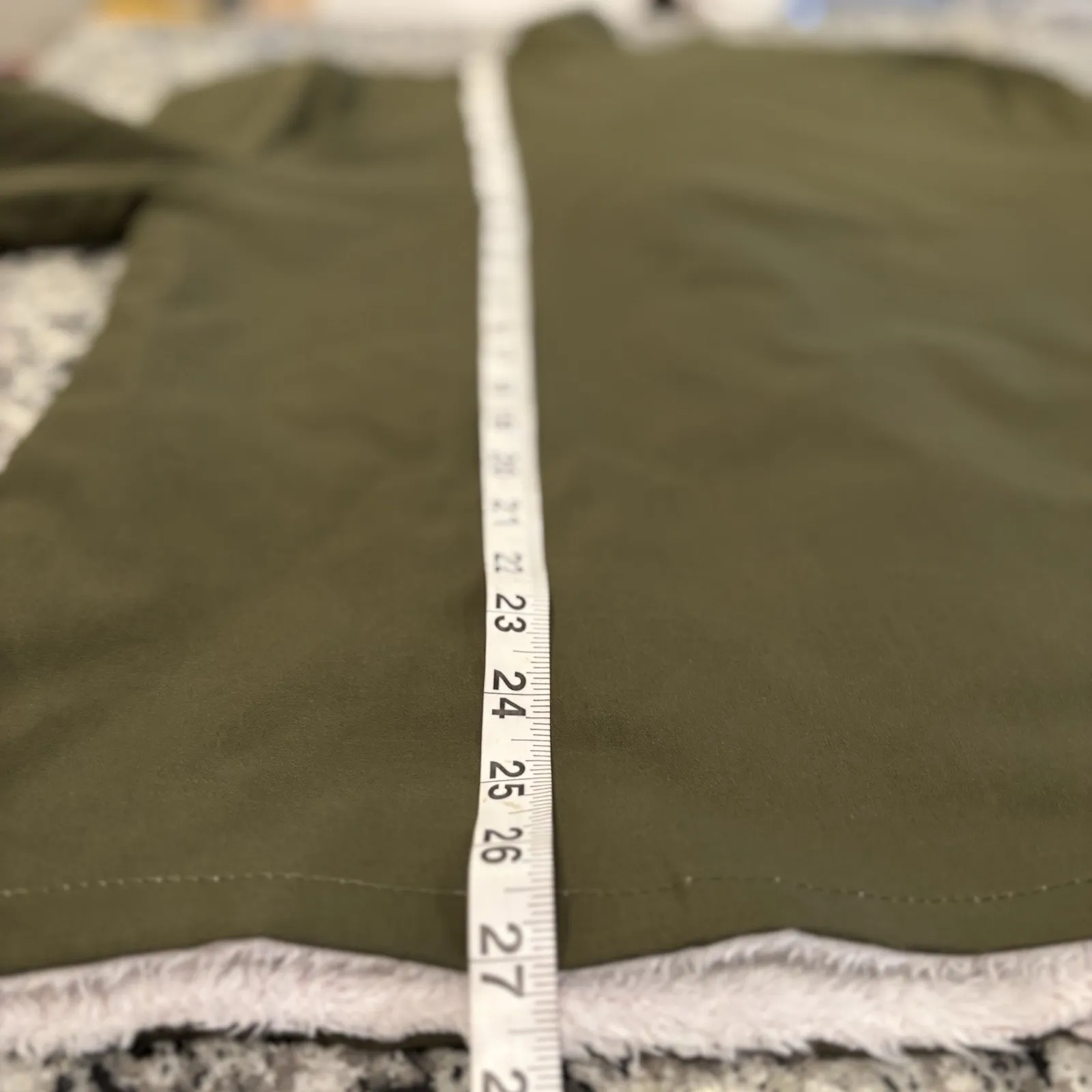 Olive Green Faux Sherpa Lined Jacket Size Medium Button Front Jacket Outerwear - Image 7