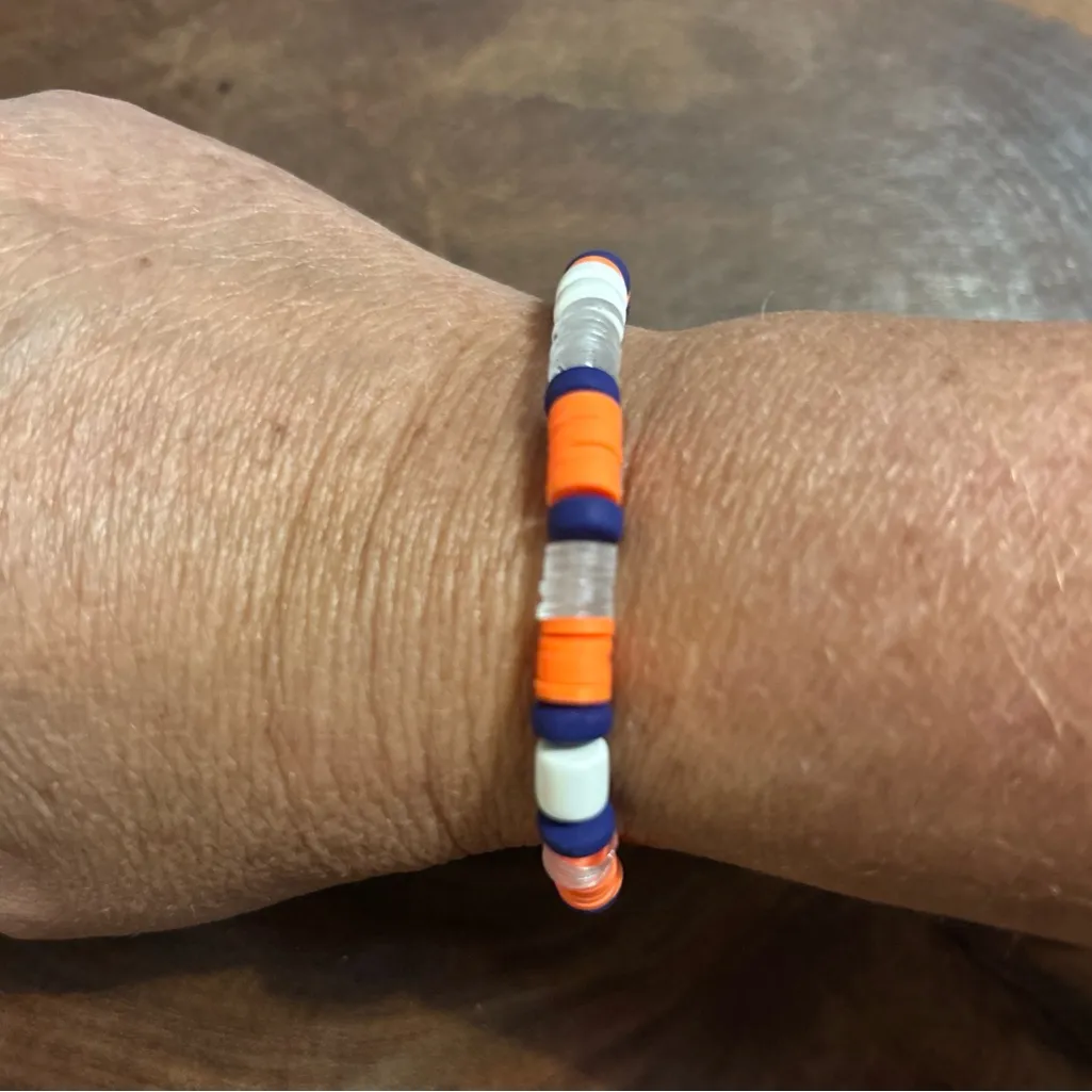 NWT Colorful Beaded Varsity Stretch Bracelet Orange - Image 2