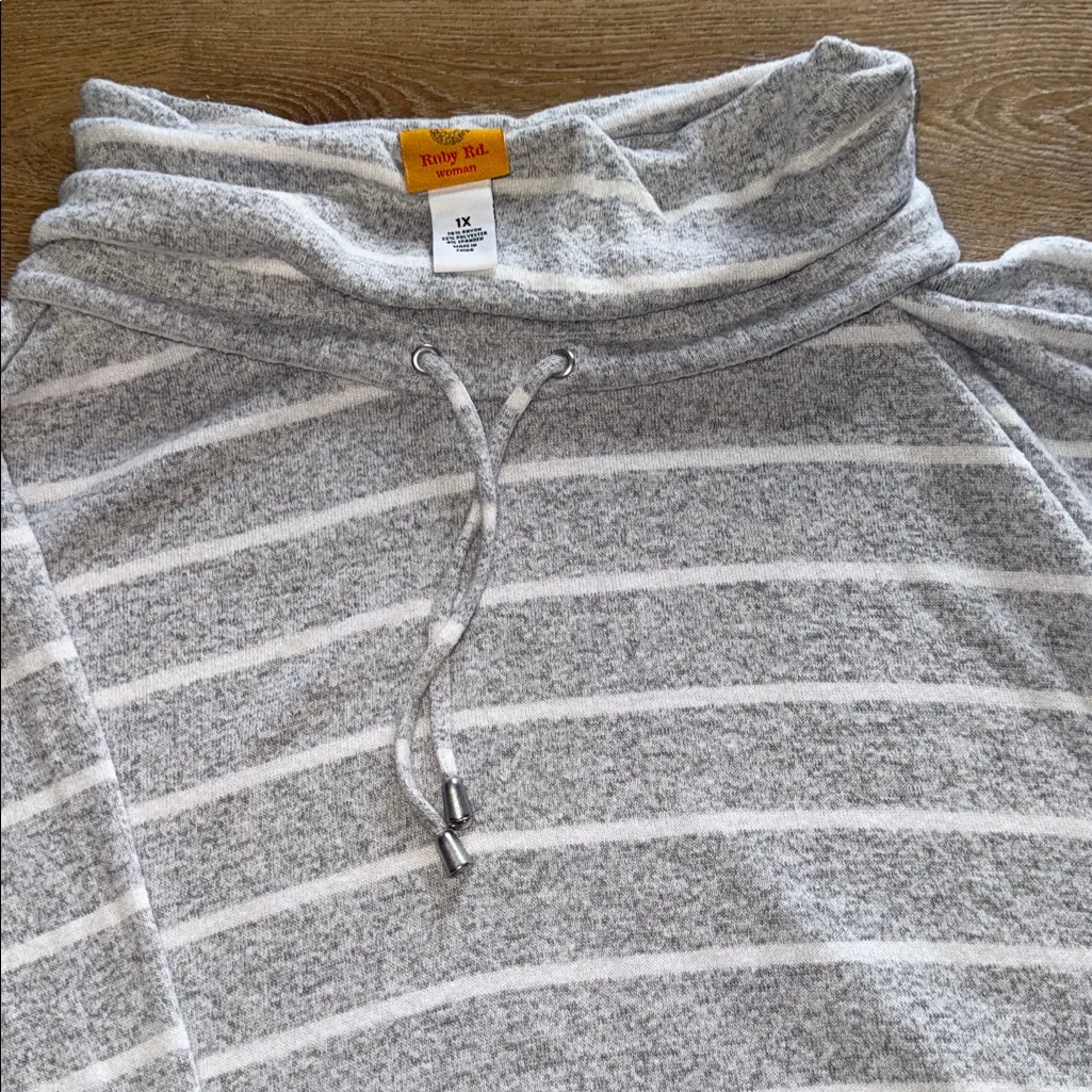 Ruby Rd. Heather Gray Cowl Neck Sweater Size 1X - Image 3